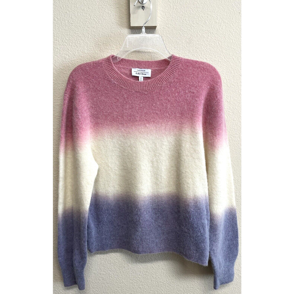 & Other Stories color block Sweater Alpaca Wool Blend Size M Pink Blue Cream